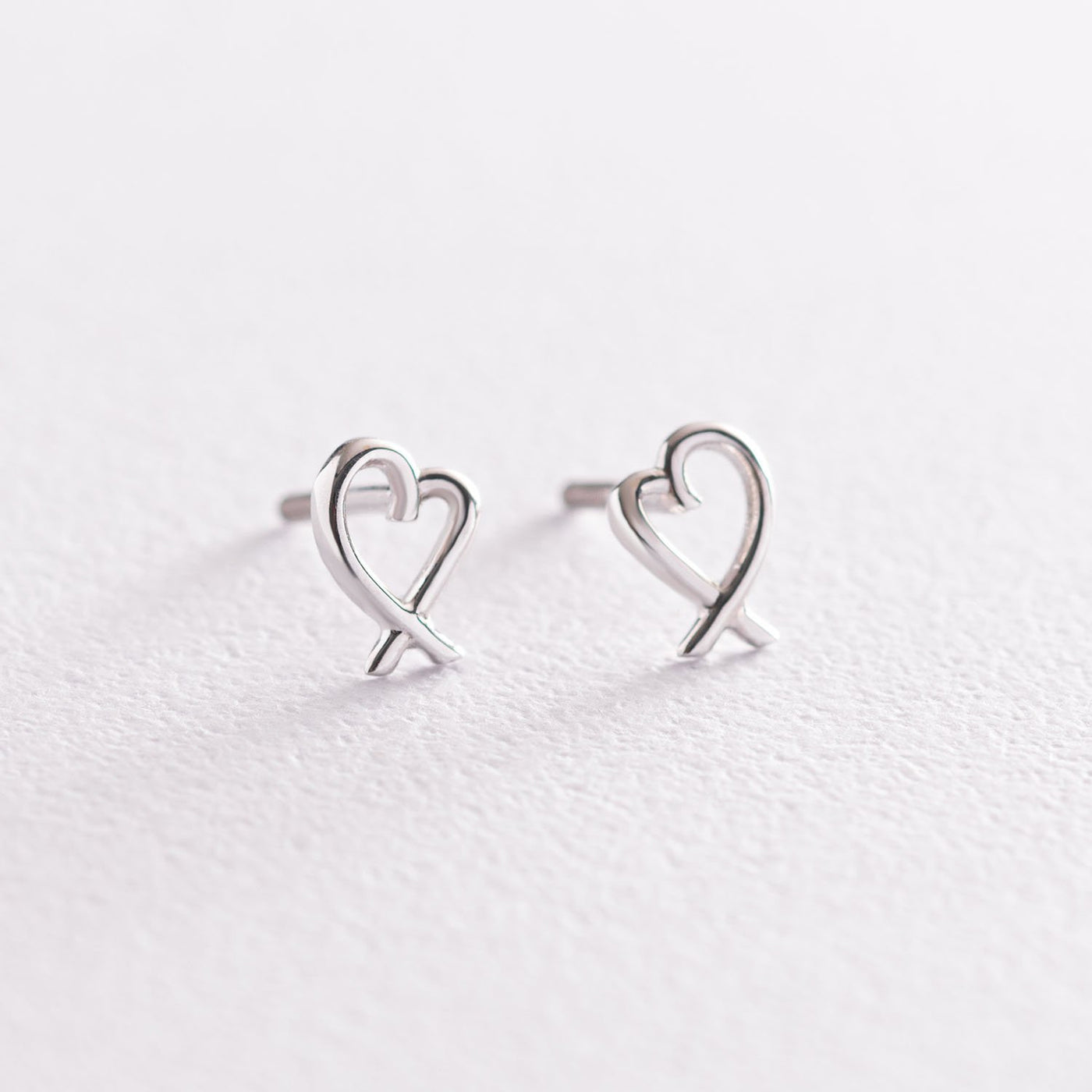 White Gold Heart Stud Earrings