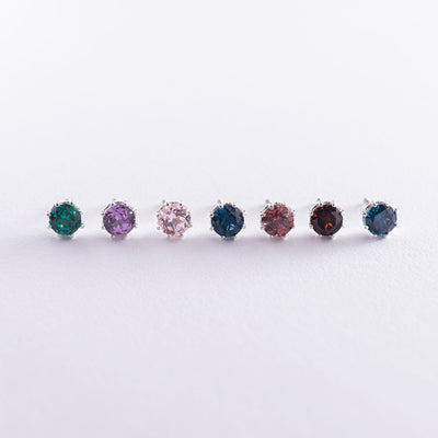 Silver stud earrings (synthetic tourmaline)