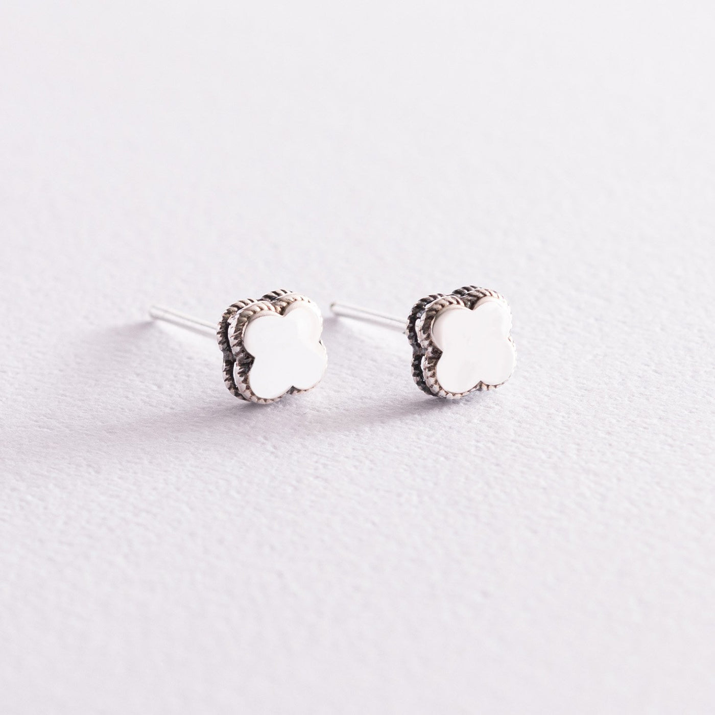 Silver Clover Stud Earrings