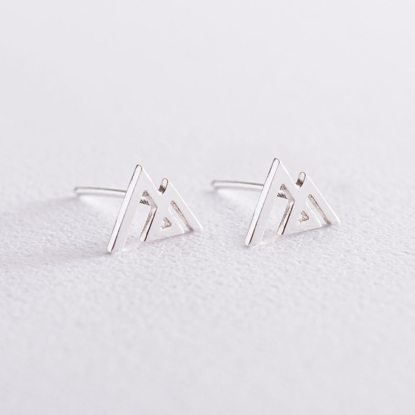 Silver Mountains Stud Earrings