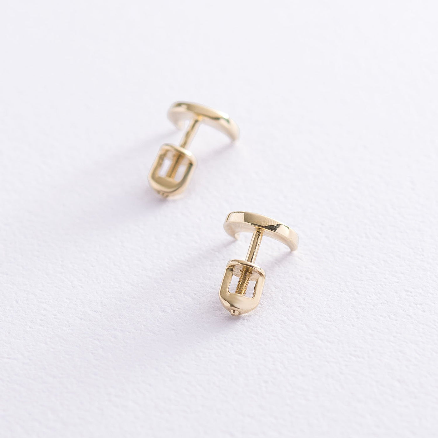 Yellow Gold Moon Stud Earrings