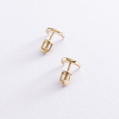 Yellow Gold Moon Stud Earrings