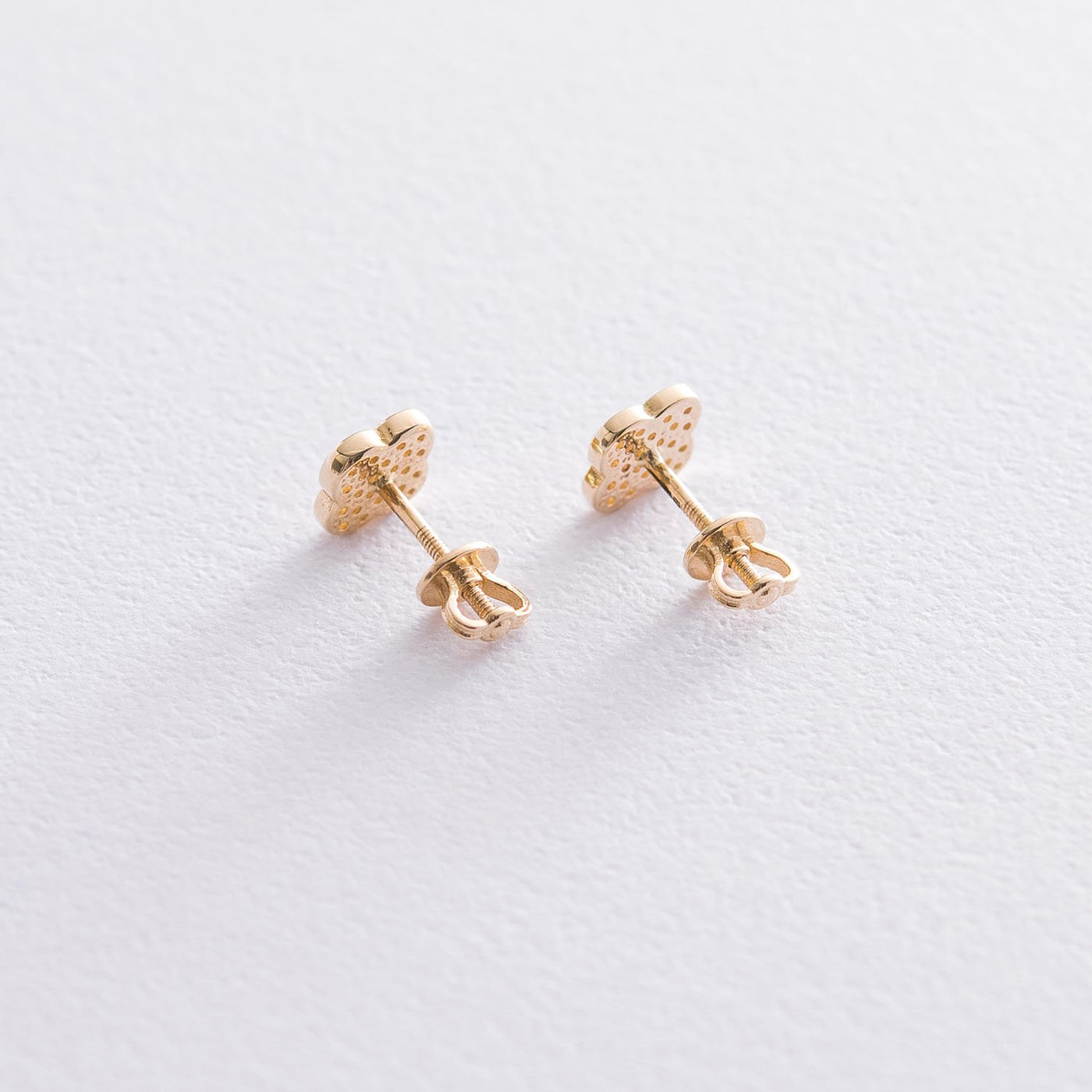 Yellow Gold Clover Stud Earrings