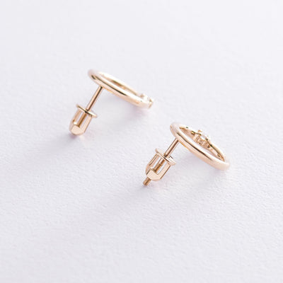 Yellow Gold Stud Earrings Luck with cubic zirconia