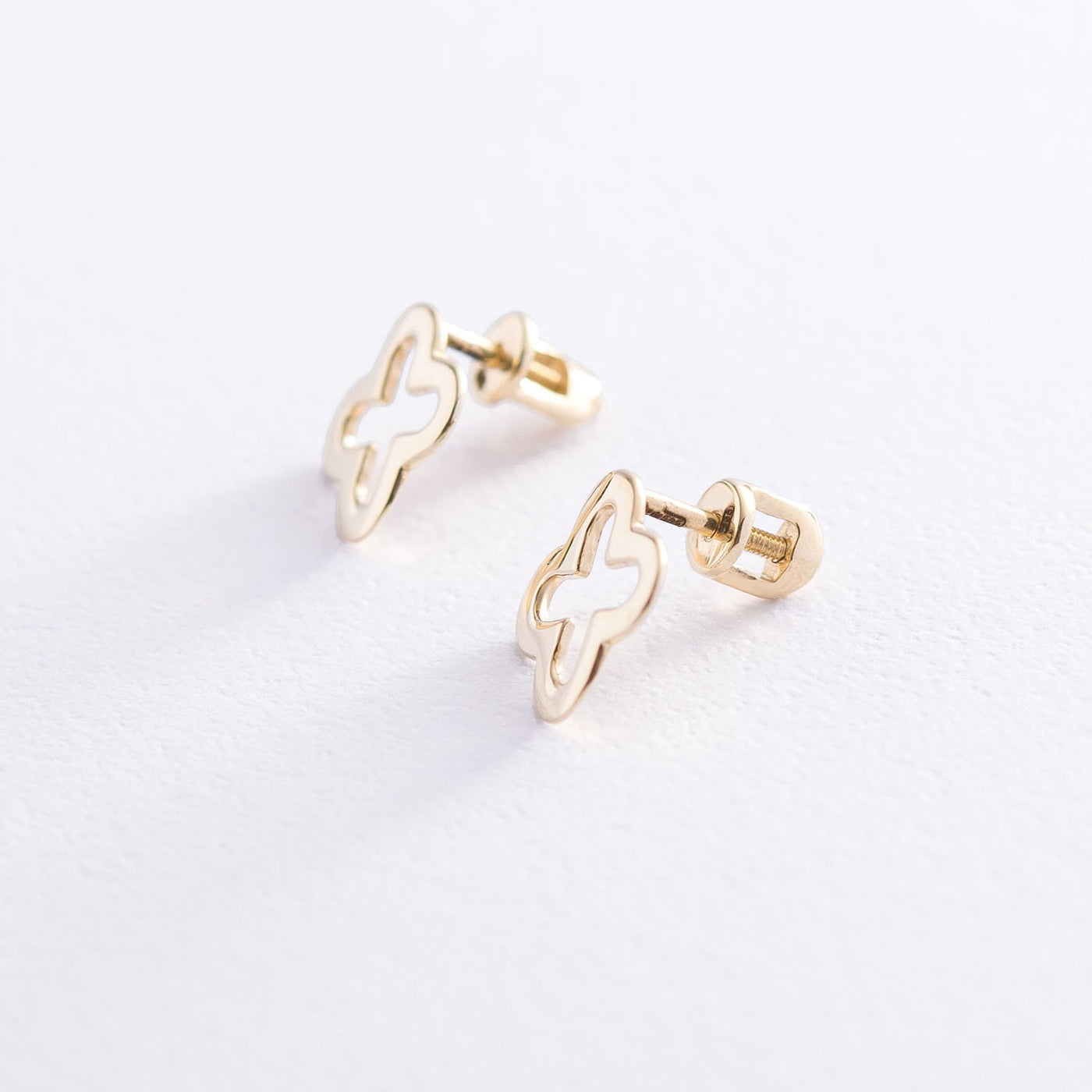 Yellow Gold Clover Stud Earrings