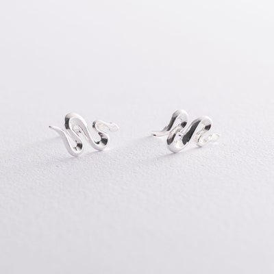 Silver snake stud earrings