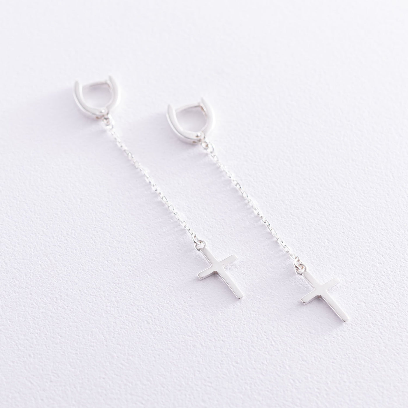 Silver cross chain earrings