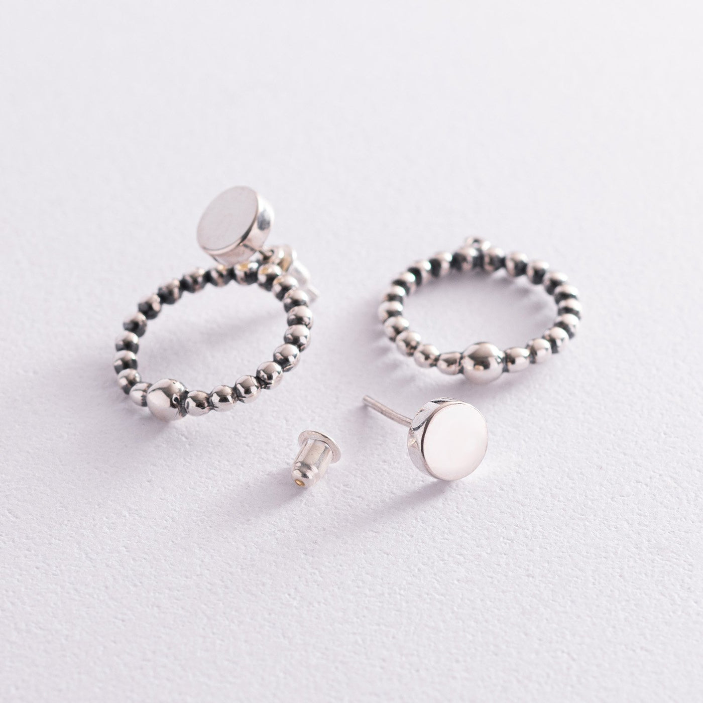 2 in 1 Silver Ball Earrings