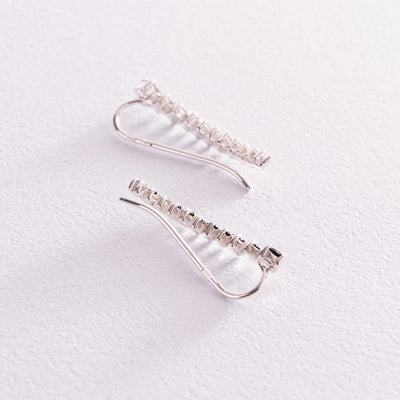 Silver climber earrings with cubic zirconia