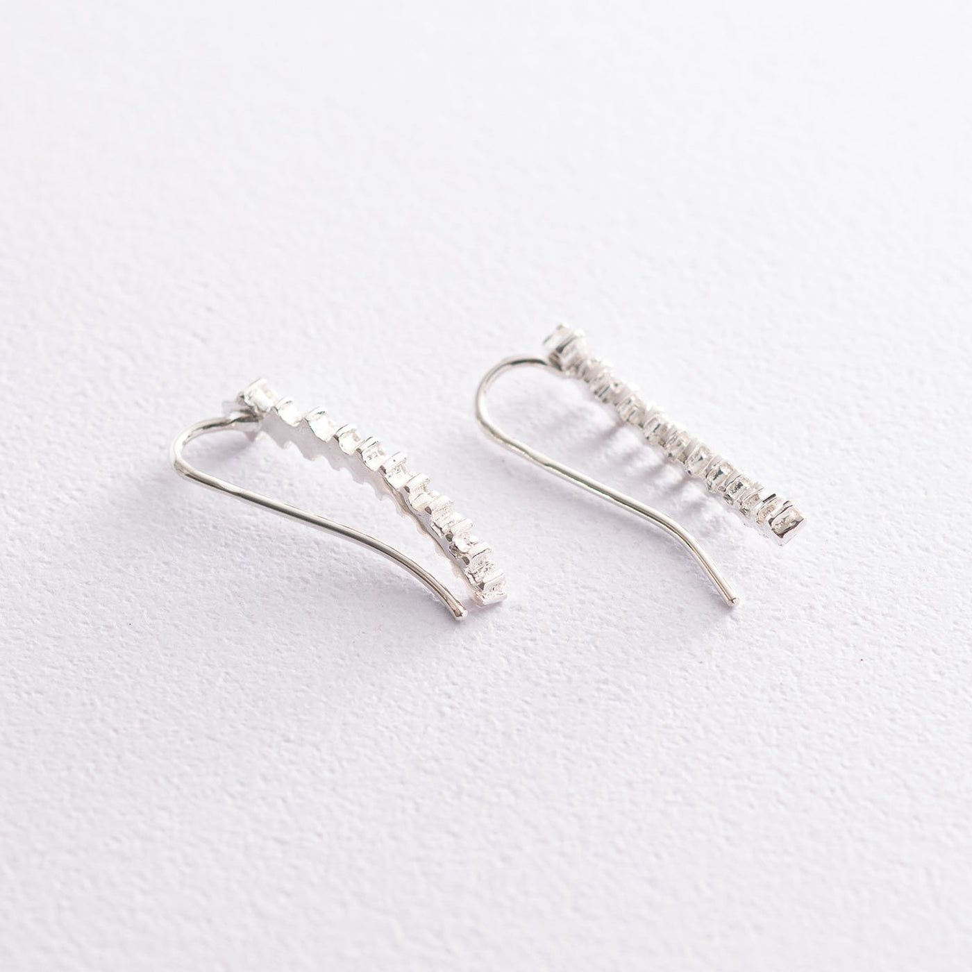 Silver climber earrings with cubic zirconia