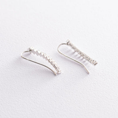 Silver climber earrings with cubic zirconia