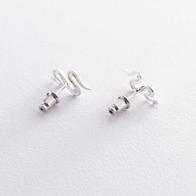 Silver snake stud earrings