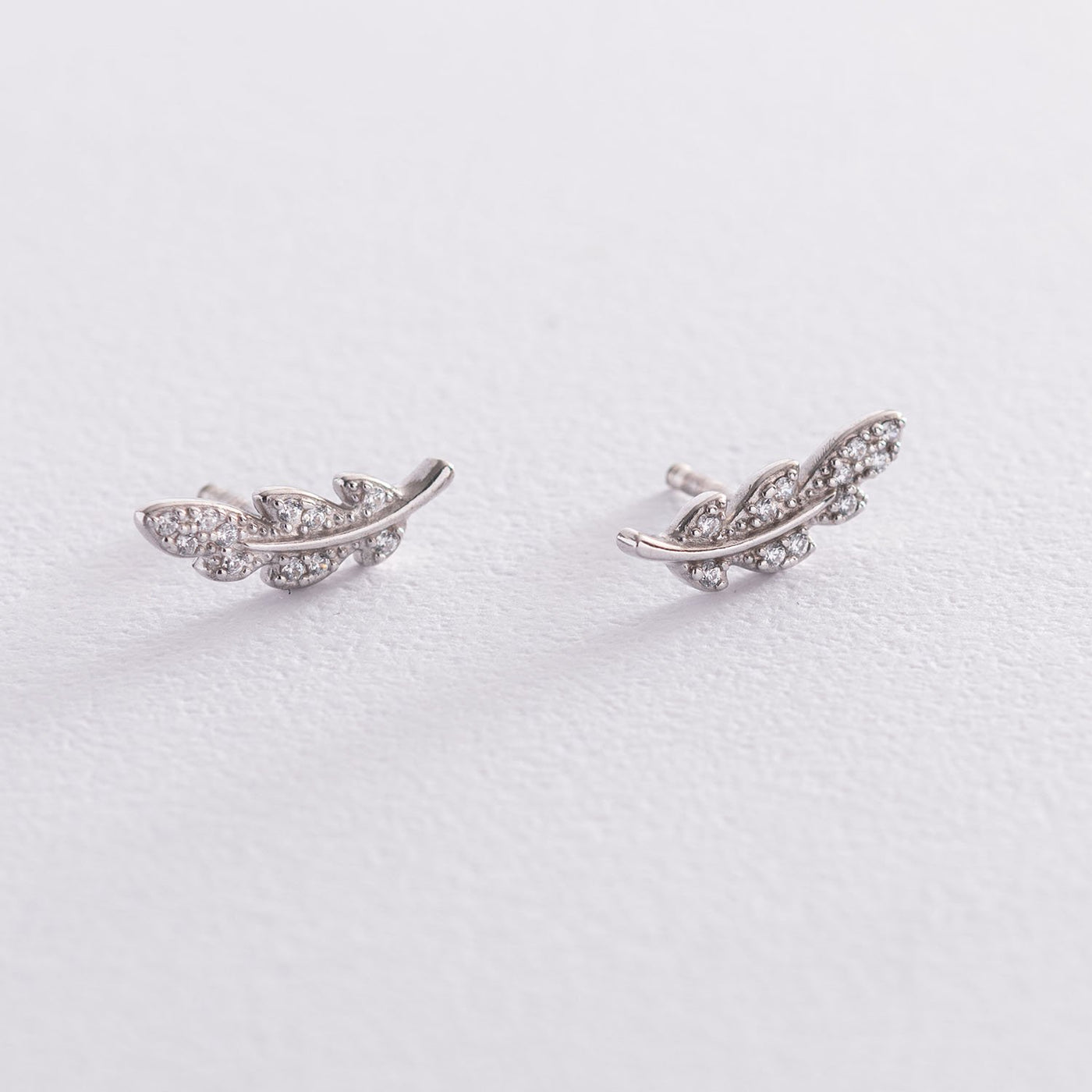 Silver Feathers Stud Earrings