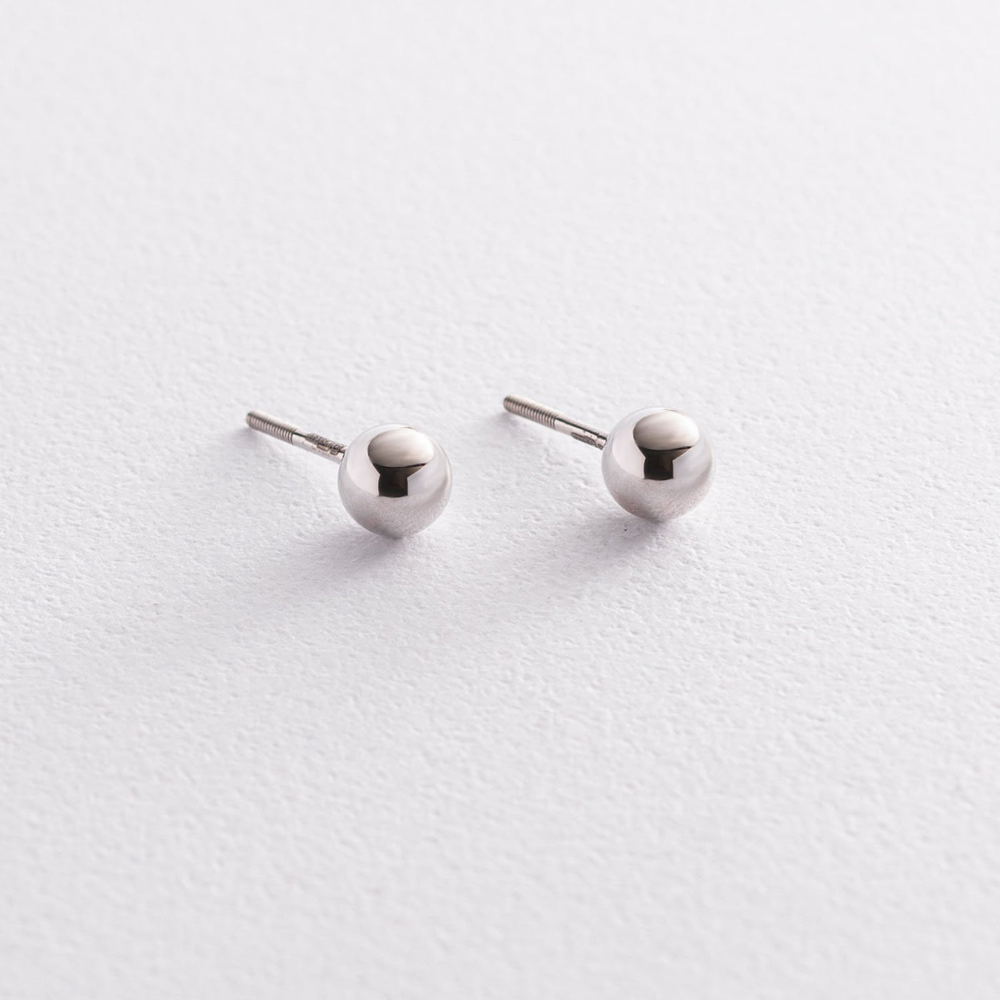 White Gold Ball Stud Earrings (6 mm)