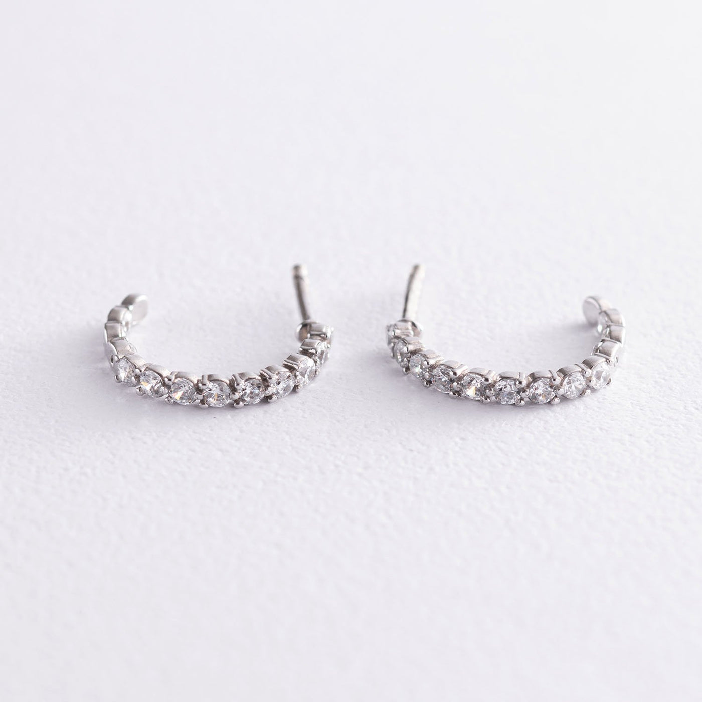 Silver stud earrings with cubic zirconia