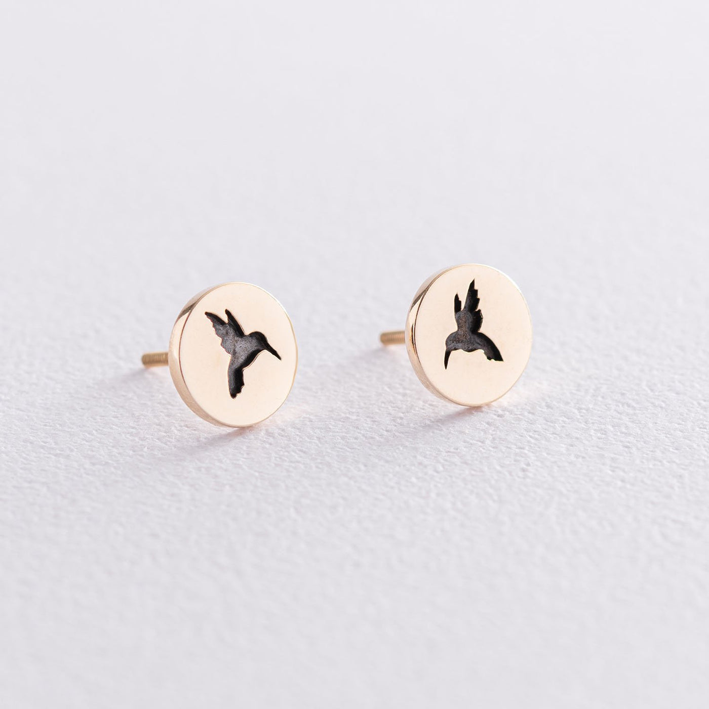 Yellow Gold Hummingbird Stud Earrings