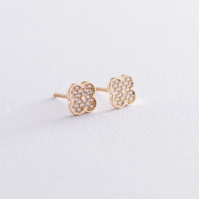 Yellow Gold Clover Stud Earrings