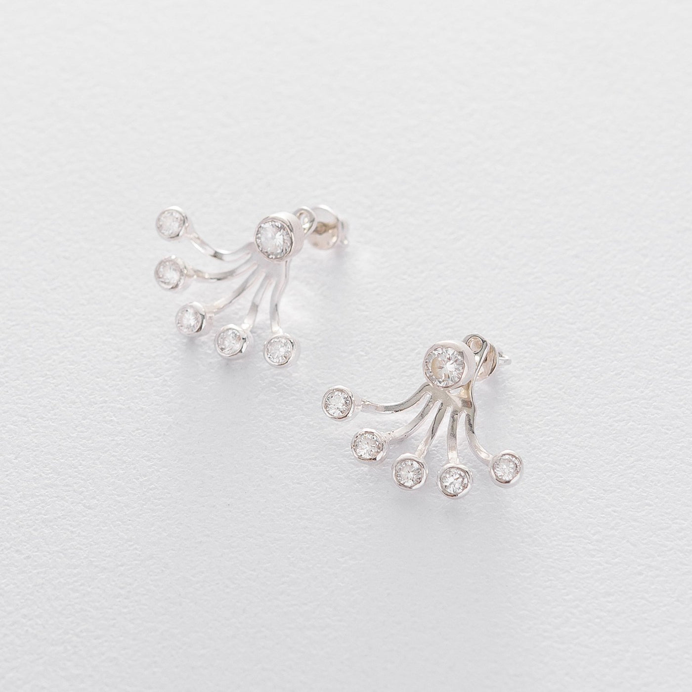 Silver stud earrings with cubic zirconia