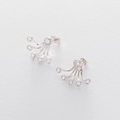 Silver stud earrings with cubic zirconia