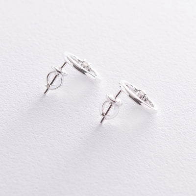 Silver stud earrings Luck with cubic zirconia