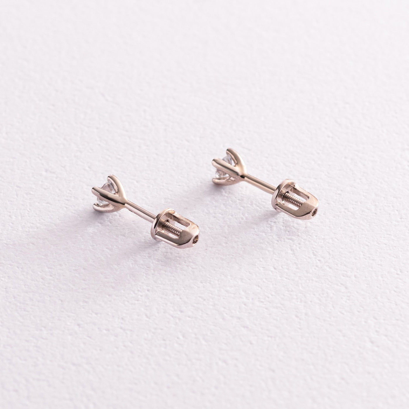 White Gold Stud Earrings (cubic zirconia)