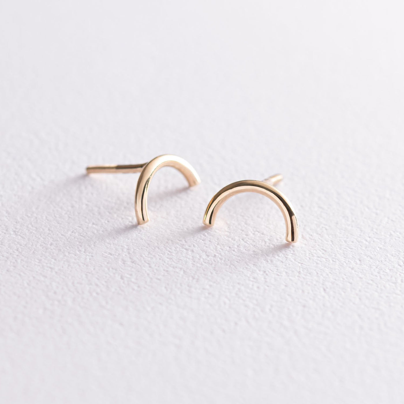 Yellow Gold Arc Stud Earrings