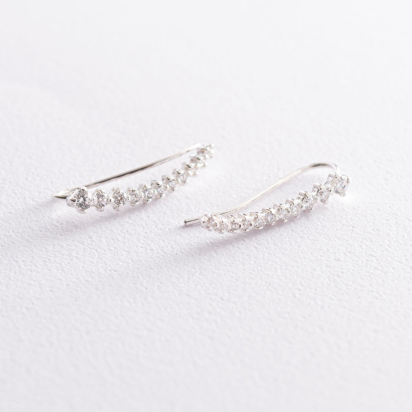 Silver climber earrings with cubic zirconia