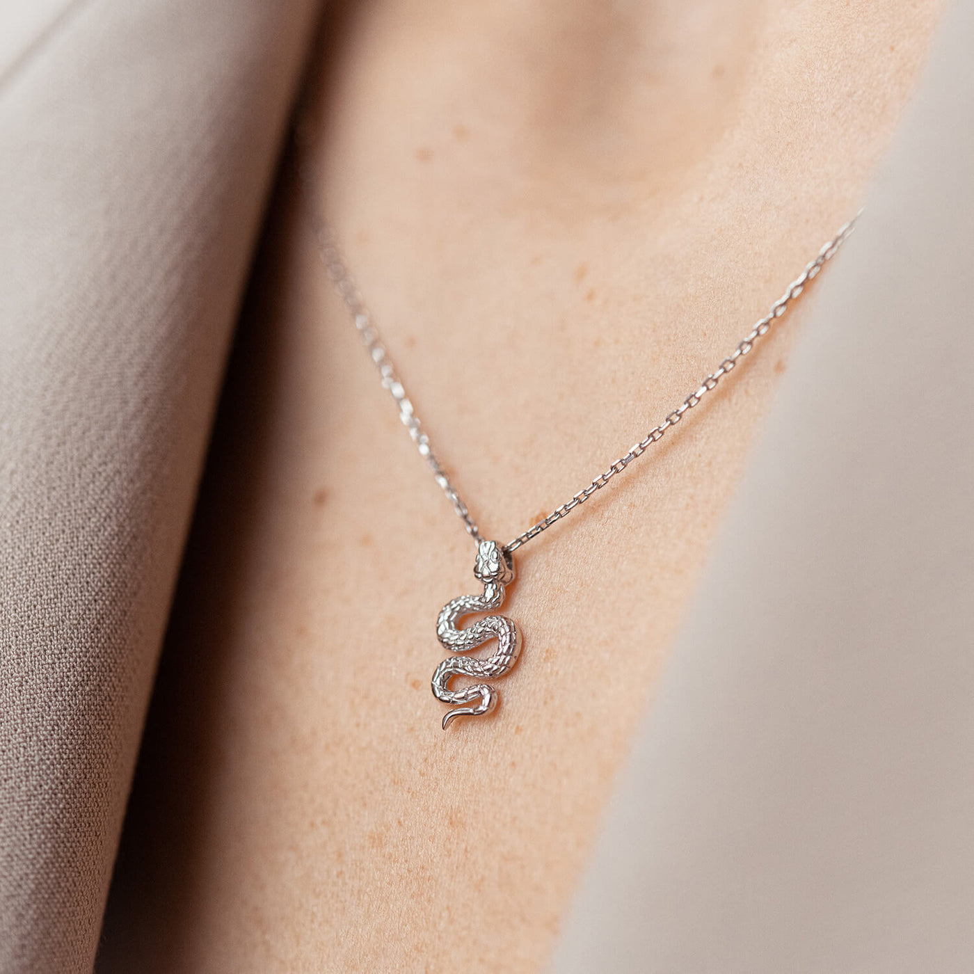 White Gold Snake Necklace