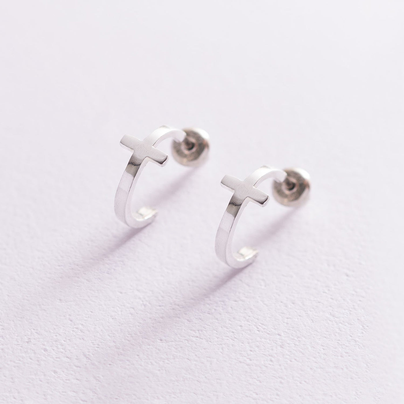 Silver cross stud earrings