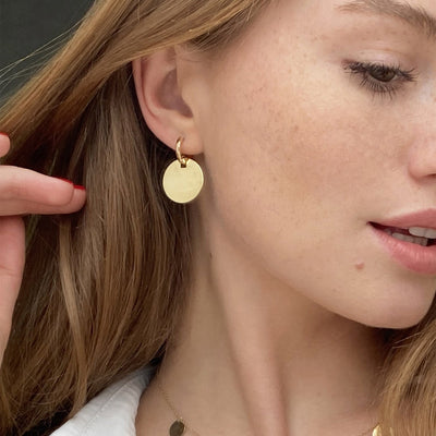 Yellow gold large coins earrings