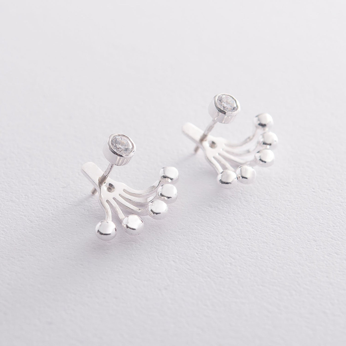 Silver stud earrings with cubic zirconia