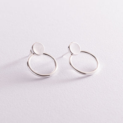 2 in 1 Silver Circle Earrings