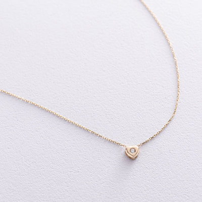 Gold heart necklace with cubic zirconia