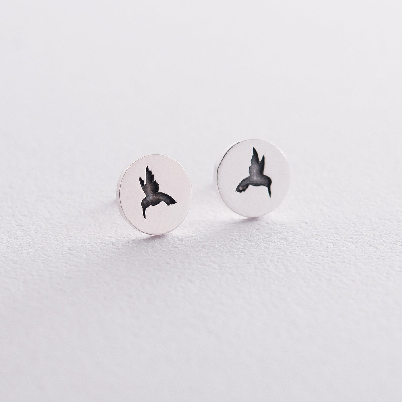 Silver stud hummingbird earrings