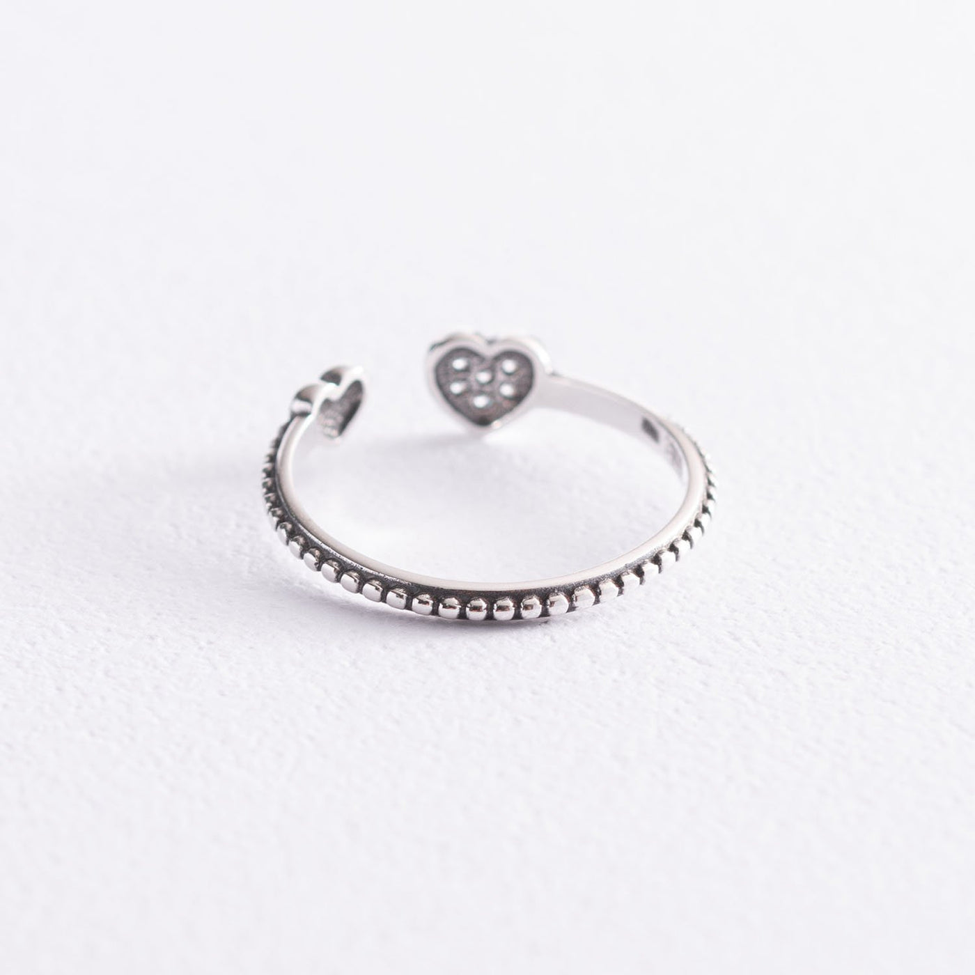 Silver heart ring with cubic zirconia