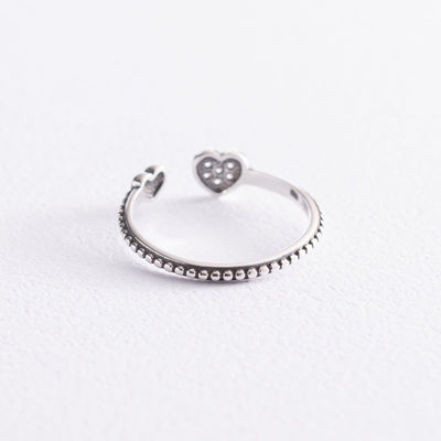 Silver heart ring with cubic zirconia