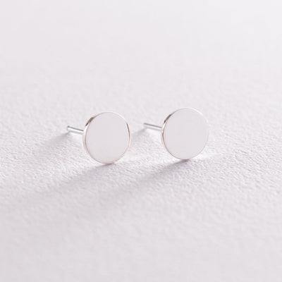 Silver small coins shiny stud earrings