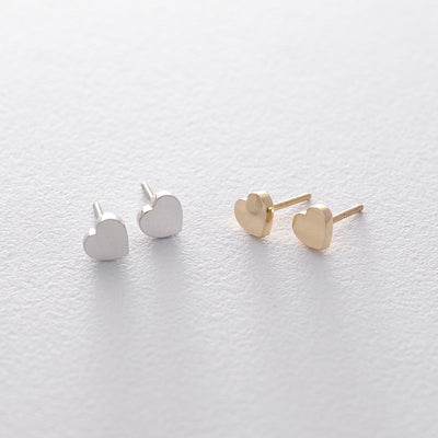 Gold Heart Stud Earrings