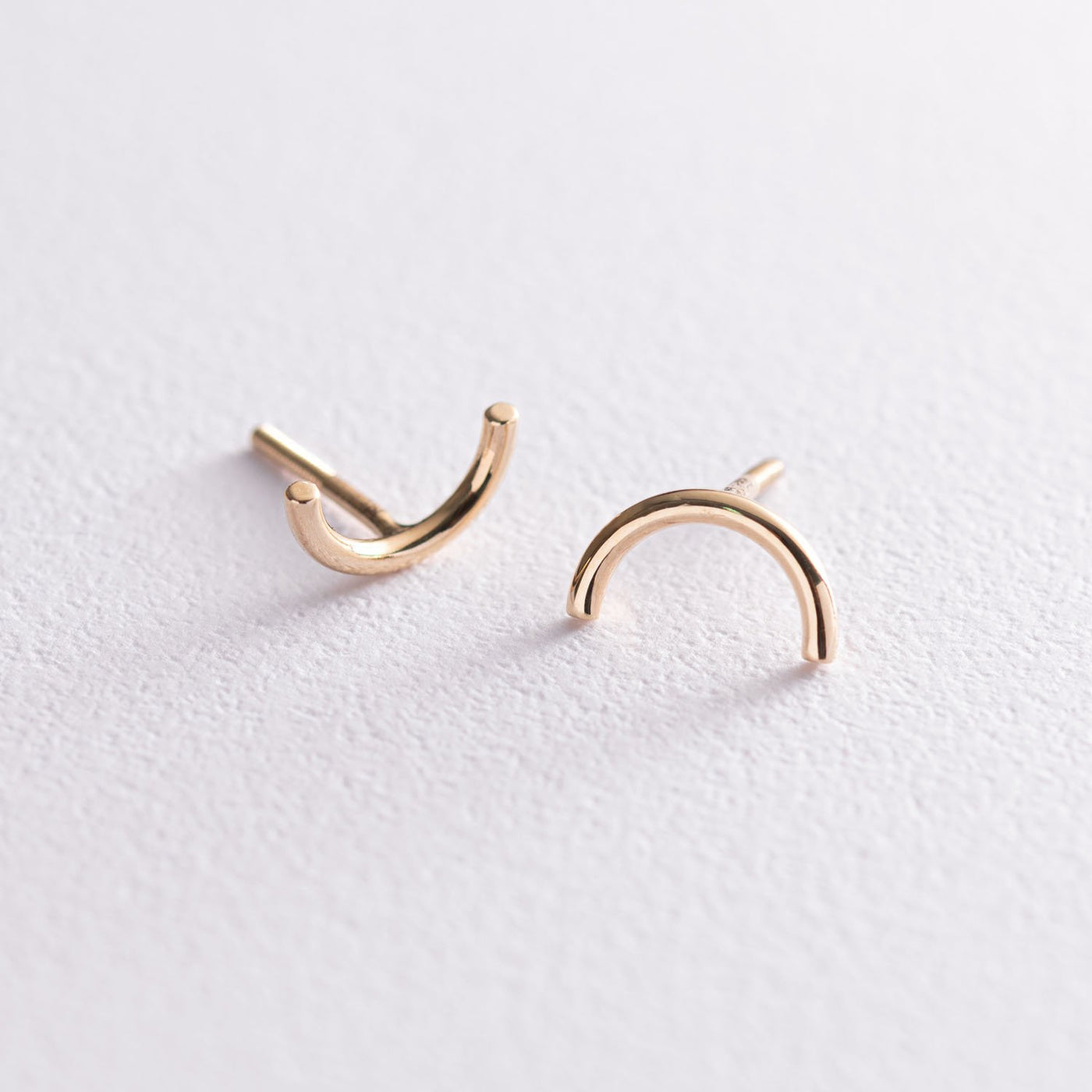 Yellow Gold Arc Stud Earrings