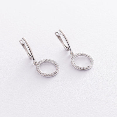 Silver circle earrings with cubic zirconia