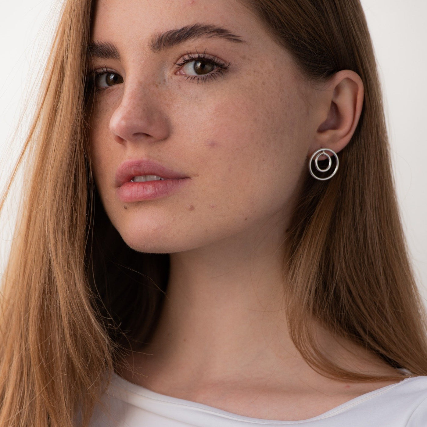 Silver stud hoop earrings