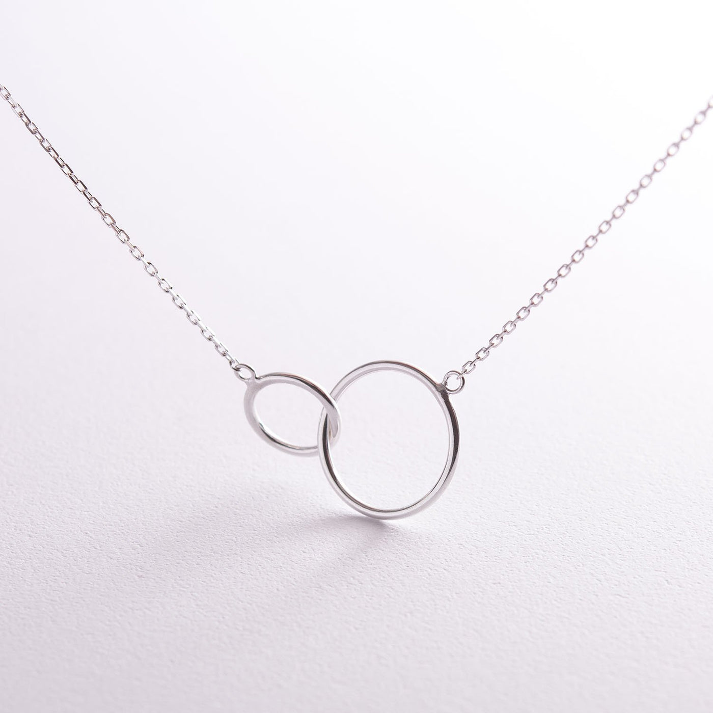 Silver necklace Interlacing of rings