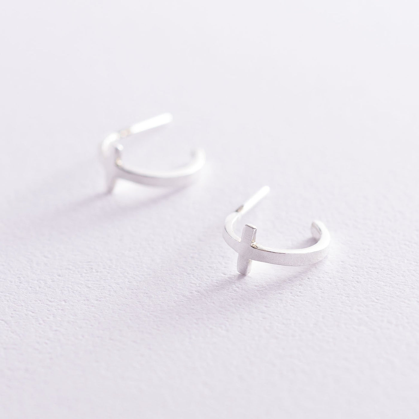 Silver cross stud earrings