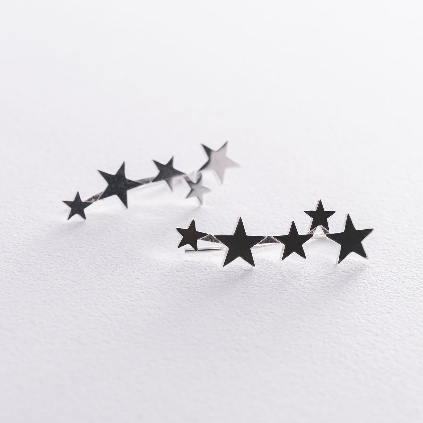 Silver Star Climber Earrings