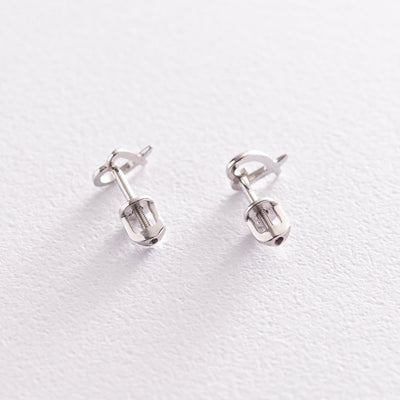 White Gold Heart Stud Earrings