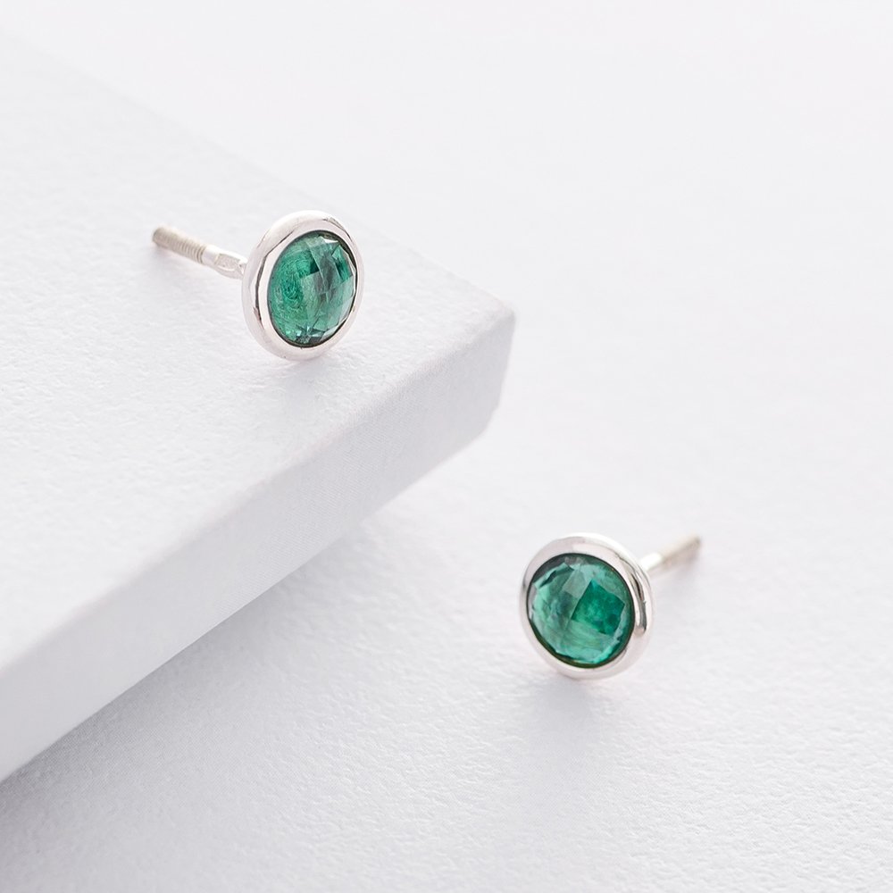 Silver stud earrings (artificial  tourmaline)