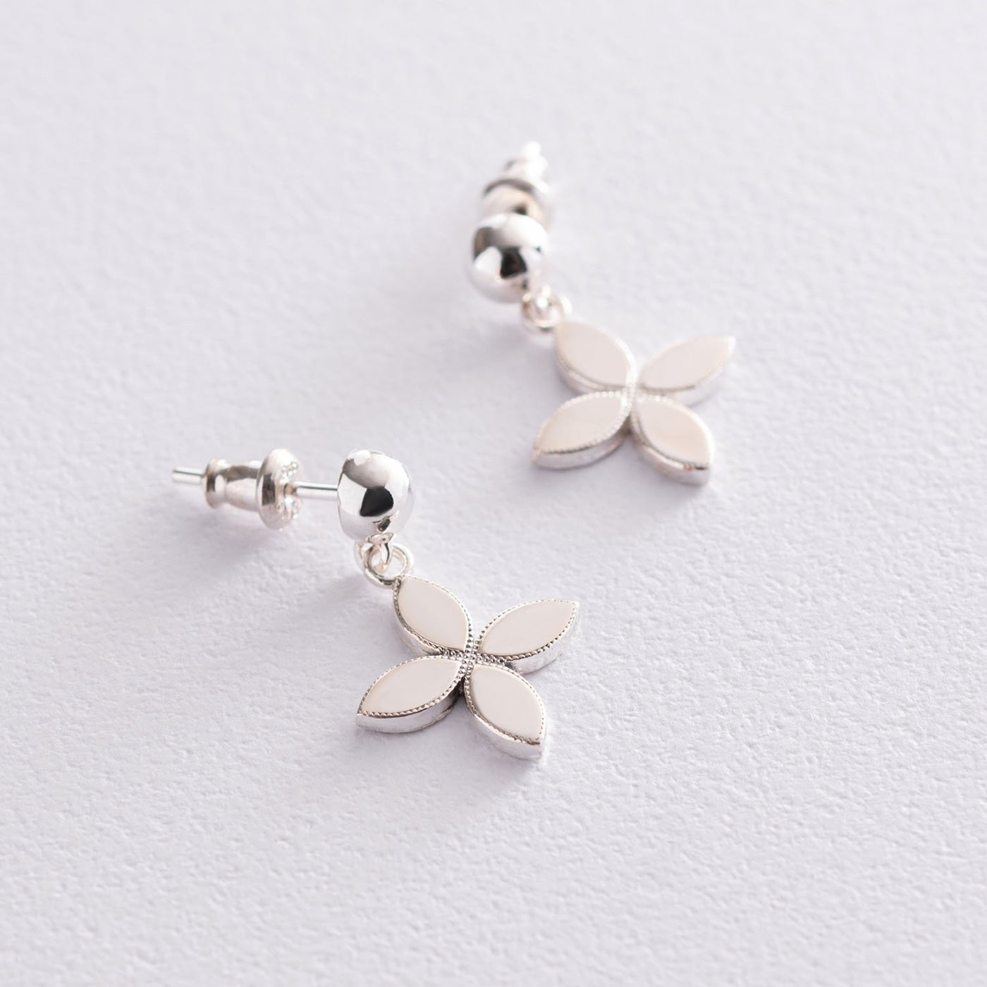 Silver Clover Stud Earrings