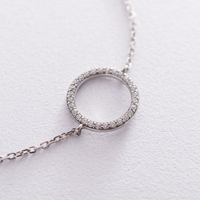 Silver circle bracelet with cubic zirconia