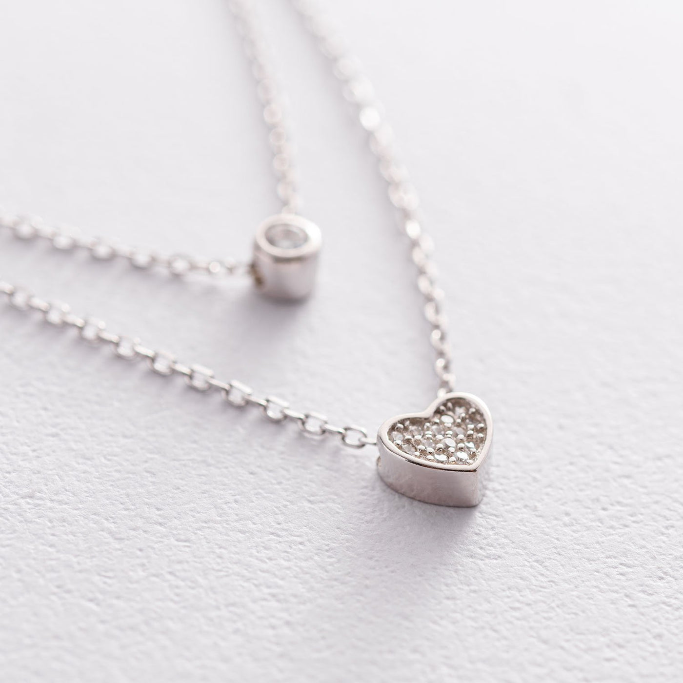 Silver heart necklace with cubic zirconia