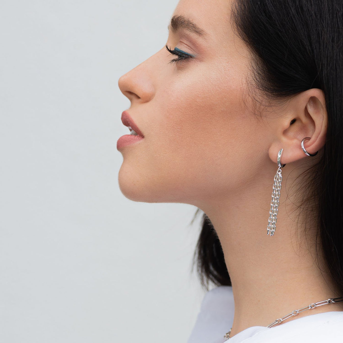 Silver ear cuff earring